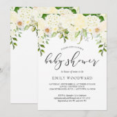 Ivory Cream Floral Greenery Waterverf Baby shower Kaart (Voorkant / Achterkant)