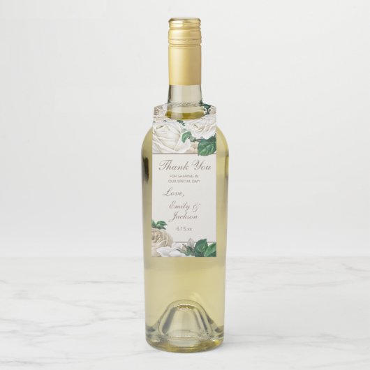  Ivory Cream Flowers Botanische bruiloft Flessenhanger (Op fles)
