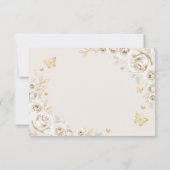 Ivory Cream Gold Floral Quinceanera Reply RSVP Kaartje (Achterkant)