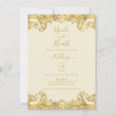 Ivory Cream & Gold Lace Elegant Wedding Kaart (Voorkant)