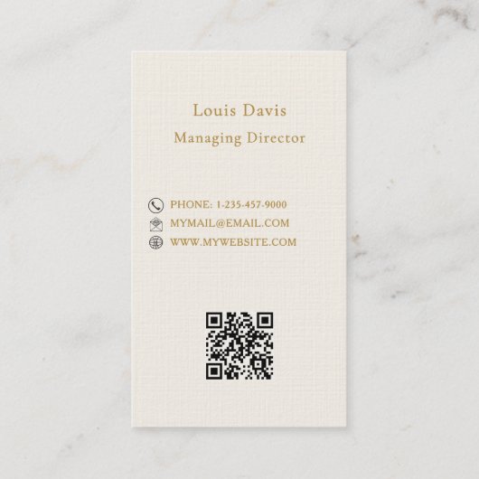 Ivory cream gold modern minimialst premium logo visitekaartje (Achterkant)