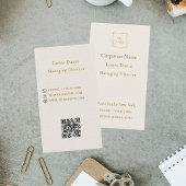 Ivory cream gold modern minimialst premium logo visitekaartje
