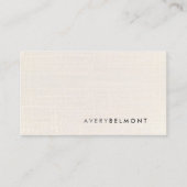 Ivory Cream Linnen Minimalist Professioneel Minima Visitekaartje (Voorkant)
