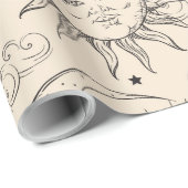 Ivory Cream Magic  Celestial Sun Moon Stars Cadeaupapier (Rol Hoek)