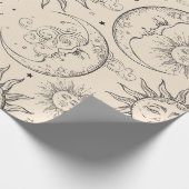 Ivory Cream Magic  Celestial Sun Moon Stars Cadeaupapier (Hoek)