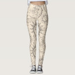 Ivory Cream Magic  Celestial Sun Moon Stars Leggings<br><div class="desc">Leggings</div>