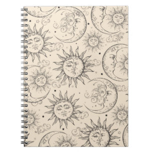 Ivory Cream Magic  Celestial Sun Moon Stars Notitieboek