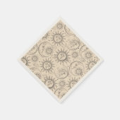 Ivory Cream Magic  Celestial Sun Moon Stars Servet (Hoek)