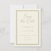 Ivory Cream Minimalist Frame Wedding Photo Save The Date (Voorkant)