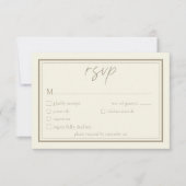 Ivory Cream Minimalist Frame Wedding RSVP Kaartje (Voorkant)