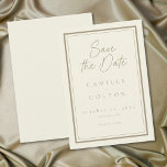 Ivory Cream Minimalist Frame Wedding Save The Date<br><div class="desc">Celebrate your love with this minimalist ivory cream wedding save the date card design. It's perfect for a rustic autumn ceremony. This earthy,  modern look offers a warm and sophisticated feel for your autumn hue wedding. Created by Simply Farmhouse Press.</div>