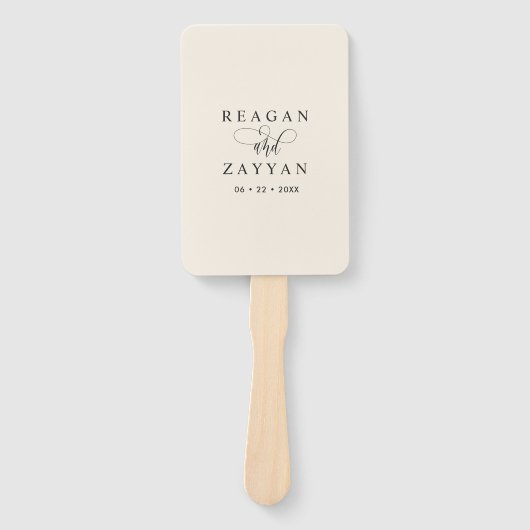 Ivory Cream Minimalistisch Huwelijksprogramma Handwaaier (Voorkant)