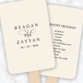 Ivory Cream Minimalistisch Huwelijksprogramma Handwaaier