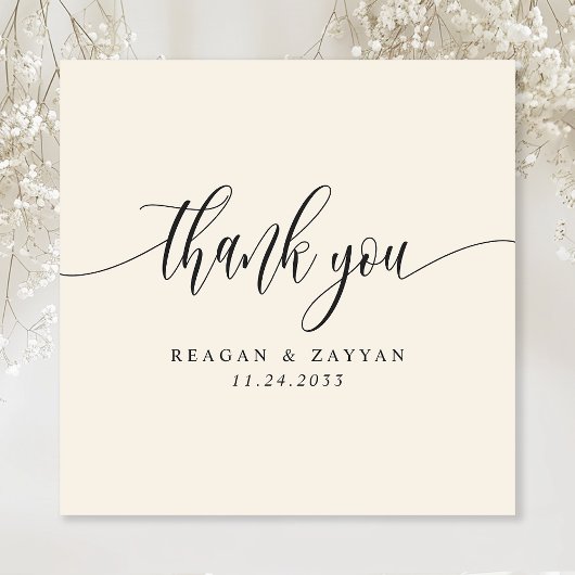 Ivory Cream minimalistisch script bruiloft Bedankkaart