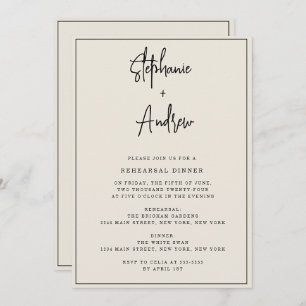 Ivory Cream Modern Rehearsal Dinner Uitnodiging