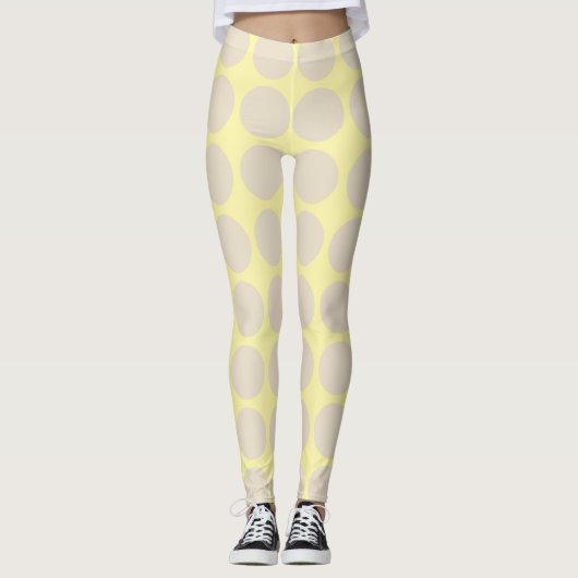 Ivory Cream Neutrale Stippen Leggings (Voorkant)