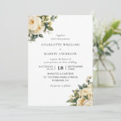 Ivory Cream Roos Bloemenbruiloft Kaart (Staand voorkant)