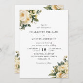 Ivory Cream Roos Bloemenbruiloft Kaart (Voorkant / Achterkant)