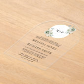 Ivory Cream Sage Green Floral Wedding Acryl Uitnodigingen (Laagn)