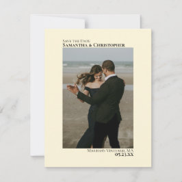 Ivory Cream Vertical Photo Minimalist Weddenschap Save The Date
