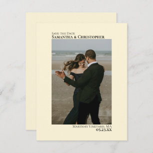 Ivory Cream Vertical Photo Minimalist Weddenschap Save The Date