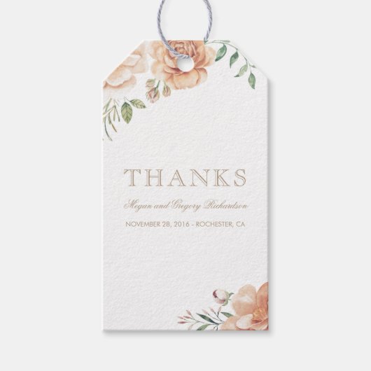 Ivory Cream Waterverf Flowers Elegant Boho Cadeaulabel (Voorkant)