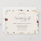 Ivory Cream Wildflower de bruiloft van de uitnodig Kaart (Voorkant)