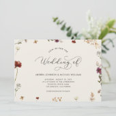 Ivory Cream Wildflower de bruiloft van de uitnodig Kaart (Staand voorkant)