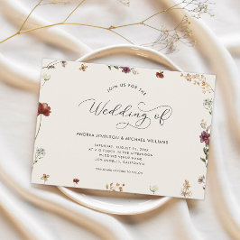 Ivory Cream Wildflower de bruiloft van de uitnodig Kaart