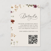 Ivory Cream Wildflower QR Code Bruiloft Details Informatiekaartje (Voorkant)