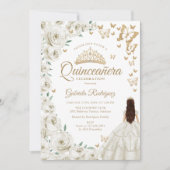 Ivory Cream Witte Waterverf Bloemen Quinceanera Kaart (Voorkant)