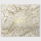 Ivory Creamy Foxier Gold Marble Shiny Metallic Cadeaupapier (Vlak)