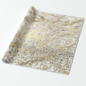 Ivory Creamy Foxier Gold Marble Shiny Metallic Cadeaupapier (Uitgerold)
