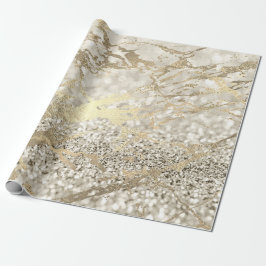 Ivory Creamy Foxier Gold Marble Shiny Metallic Cadeaupapier