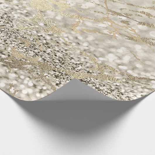 Ivory Creamy Foxier Gold Marble Shiny Metallic Cadeaupapier (Hoek)