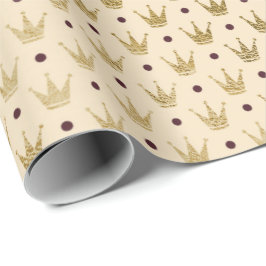 Ivory Creamy Gold khaki kleine stippen kroonprinse Cadeaupapier