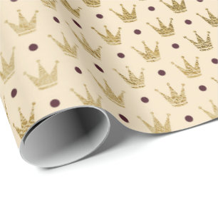 Ivory Creamy Gold khaki kleine stippen kroonprinse Cadeaupapier