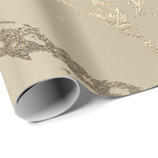 Ivory Creamy Gold Marble Shiny Glam Abstracte VIP Cadeaupapier (Rol Hoek)