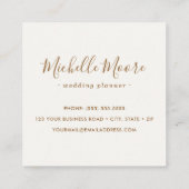 Ivory crème linen minimalistisch elegant professio vierkante visitekaartje (Achterkant)