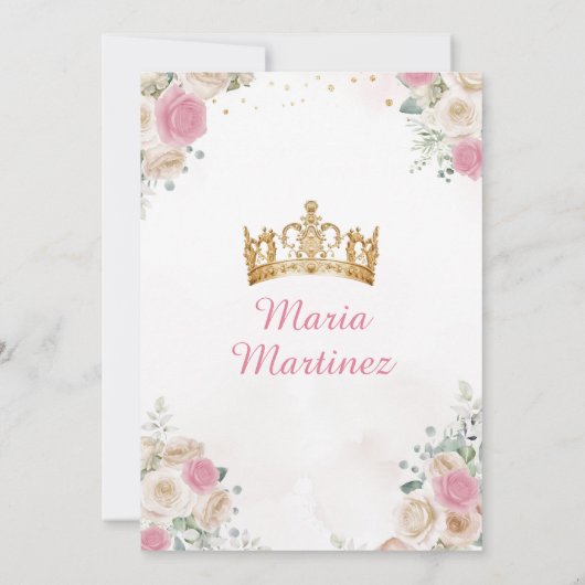 Ivory Creme Princess Dress Dusty Rose Quinceañera Kaart (Achterkant)