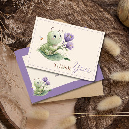 Ivory Cute Caterpillar Custom Baby Shower Bedankkaart