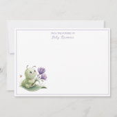 Ivory Cute Caterpillar Custom Name Nursery Notitiekaartje (Voorkant)