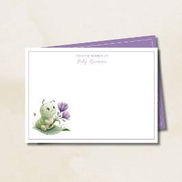Ivory Cute Caterpillar Custom Name Nursery Notitiekaartje