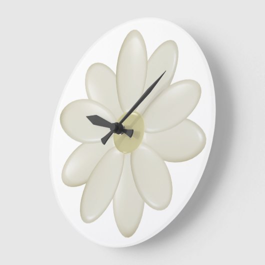 Ivory Daisy on White Wall Clock Grote Klok (Hoek)