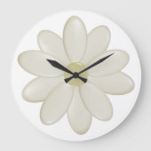 Ivory Daisy on White Wall Clock Grote Klok (Voorkant)