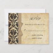 Ivory Damask Bow Wedding RSVP (Voorkant)