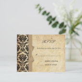 Ivory Damask Bow Wedding RSVP (Staand voorkant)