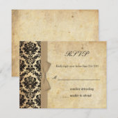 Ivory Damask Bow Wedding RSVP Kaartje (Voorkant / Achterkant)
