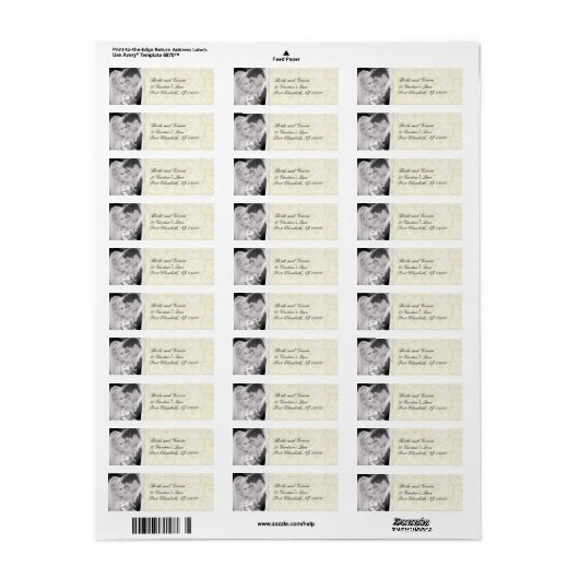 Ivory Damask Bruiloft Retouradres Labels (Full Sheet)