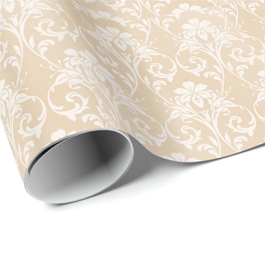 Ivory Damask Cadeaupapier (Rol Hoek)